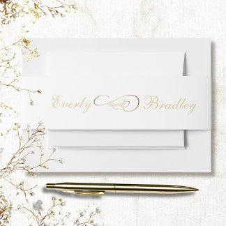 Cintas Para Invitaciones Elegante Banda de Vientre Clásica con Letra Dorada