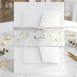 Cintas Para Invitaciones Elegante Banda de Vientre de Mármol Dorado para Bo