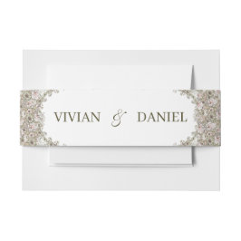 Cintas Para Invitaciones Elegante Banda de Vientre Floral Marrón Rústica pa