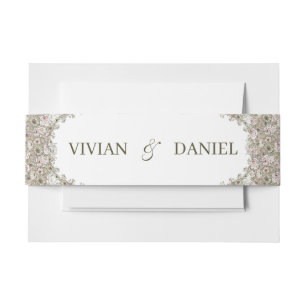 Cintas Para Invitaciones Elegante Banda de Vientre Floral Marrón Rústica pa
