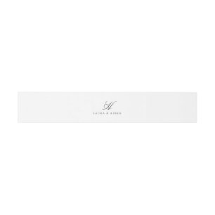 Cintas Para Invitaciones Elegante banda de vientre monograma gris blanco