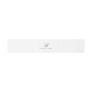 Cintas Para Invitaciones Elegante banda de vientre monograma gris blanco