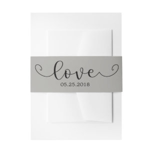 Cintas Para Invitaciones Elegante Banda de Vientre Negra y Gris