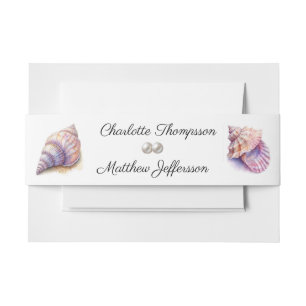 Cintas Para Invitaciones Elegante Beach Wedding Seashells Perlas Náuticas