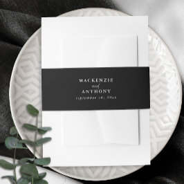 Cintas Para Invitaciones Elegante blanco y negro Boda Minimalista simple