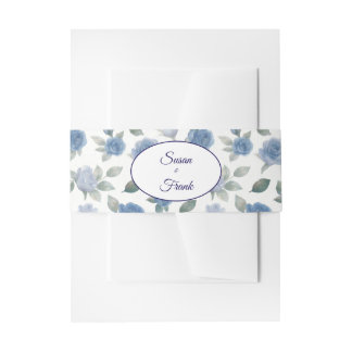 Cintas Para Invitaciones Elegante Boda Acuarela Rosa Azul Francés