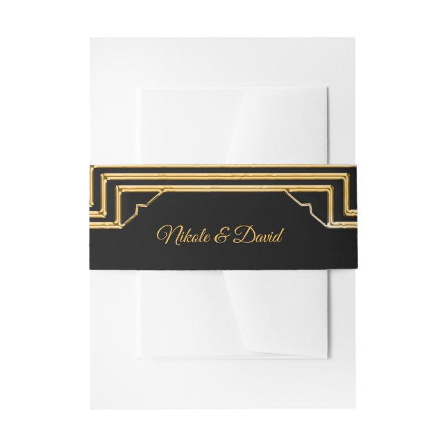 Cintas Para Invitaciones Elegante Boda Art Deco Gatsby (Anverso Ejemplo)