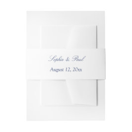 Cintas Para Invitaciones Elegante Boda azul de la Marina Blanca