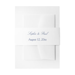 Cintas Para Invitaciones Elegante Boda azul de la Marina Blanca