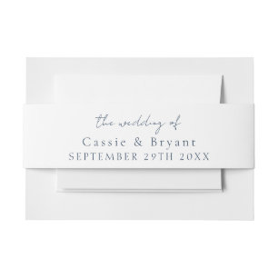Cintas Para Invitaciones Elegante Boda azul de la Marina de Script Moderno