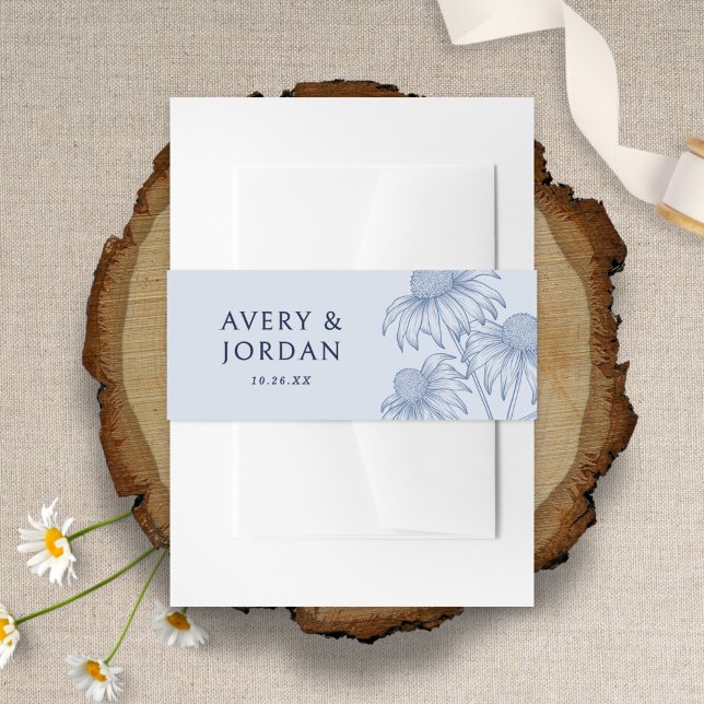 Cintas Para Invitaciones Elegante Boda Azul Dusty de Conflor Botánico (Subido por el creador)