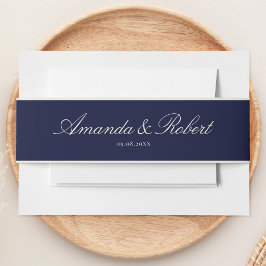 Cintas Para Invitaciones Elegante Boda Azul Marino de Clase