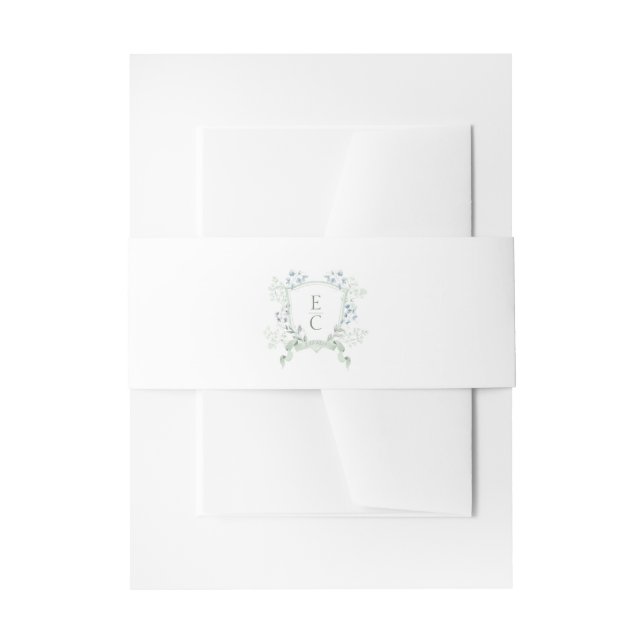 Cintas Para Invitaciones Elegante Boda azul turbio clásico (Anverso Ejemplo)