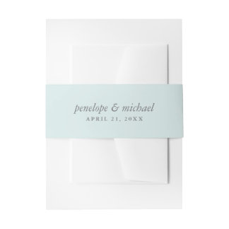 Cintas Para Invitaciones Elegante Boda azul y gris suave