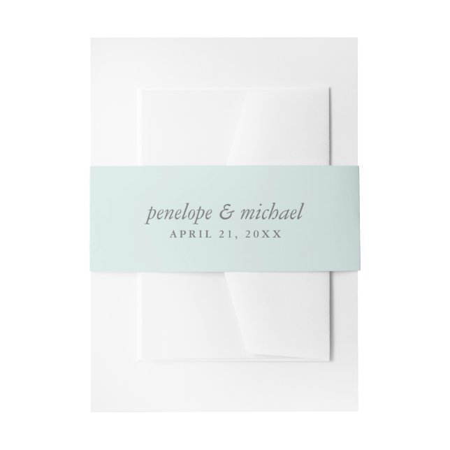 Cintas Para Invitaciones Elegante Boda azul y gris suave (Anverso Ejemplo)