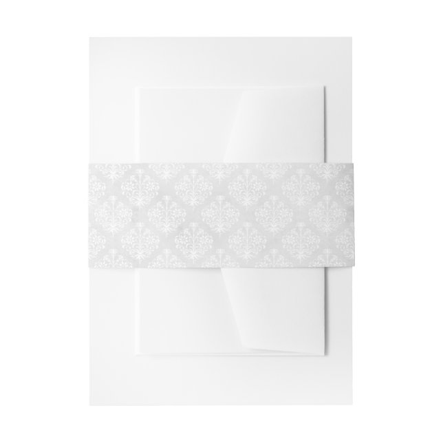 Cintas Para Invitaciones Elegante Boda blanco Damask (Anverso Ejemplo)