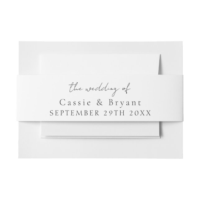 Cintas Para Invitaciones Elegante Boda blanco y negro de (Anverso Ejemplo)