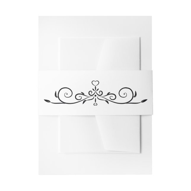 Cintas Para Invitaciones Elegante Boda blanco y negro floreciente (Anverso Ejemplo)