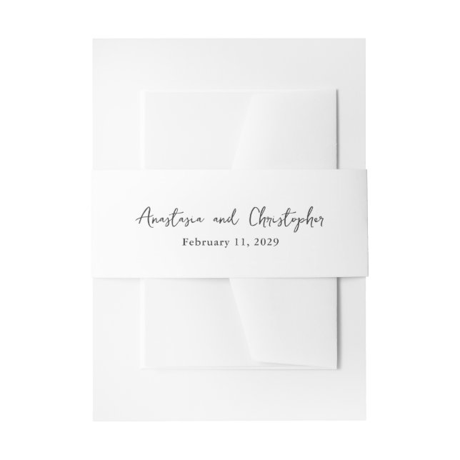 Cintas Para Invitaciones Elegante Boda blanco y negro limpio (Anverso Ejemplo)