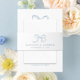 Cintas Para Invitaciones Elegante Boda Blue Bow