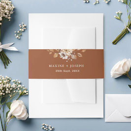 Cintas Para Invitaciones Elegante Boda Boho Floral Terracota Moderna de Oto