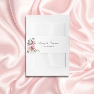 Cintas Para Invitaciones Elegante Boda botánico de rosas rosadas florales