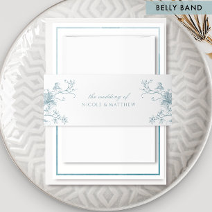 Cintas Para Invitaciones Elegante Boda Botánico de Vidrio Marítimo Floral