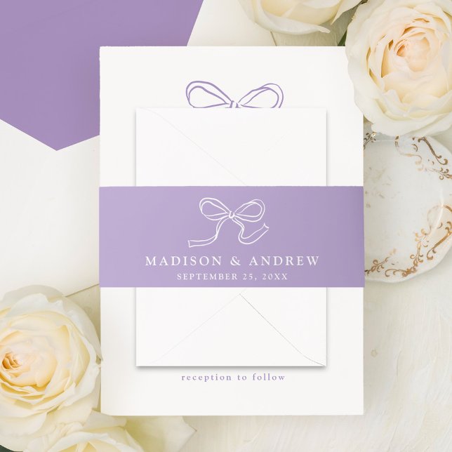 Cintas Para Invitaciones Elegante Boda Bow Lavender (Subido por el creador)