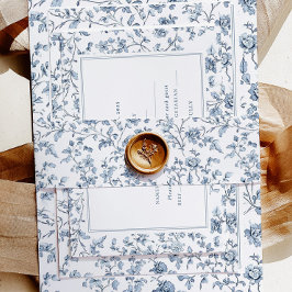 Cintas Para Invitaciones Elegante Boda Chinoiserie Azul