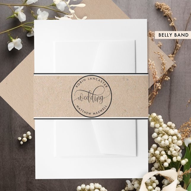 Cintas Para Invitaciones Elegante Boda circular moderno estilo Kraft (Subido por el creador)