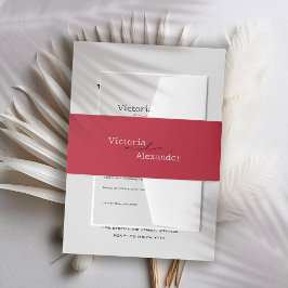 Cintas Para Invitaciones Elegante Boda de acento rojo Minimalista