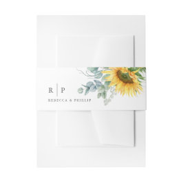 Cintas Para Invitaciones Elegante Boda de Acuarela de Girasol y Eucalipto