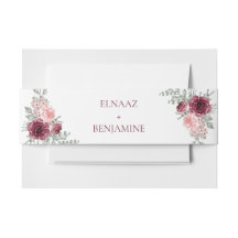 Elegante boda de acuarela de rosa rosa y borgoña