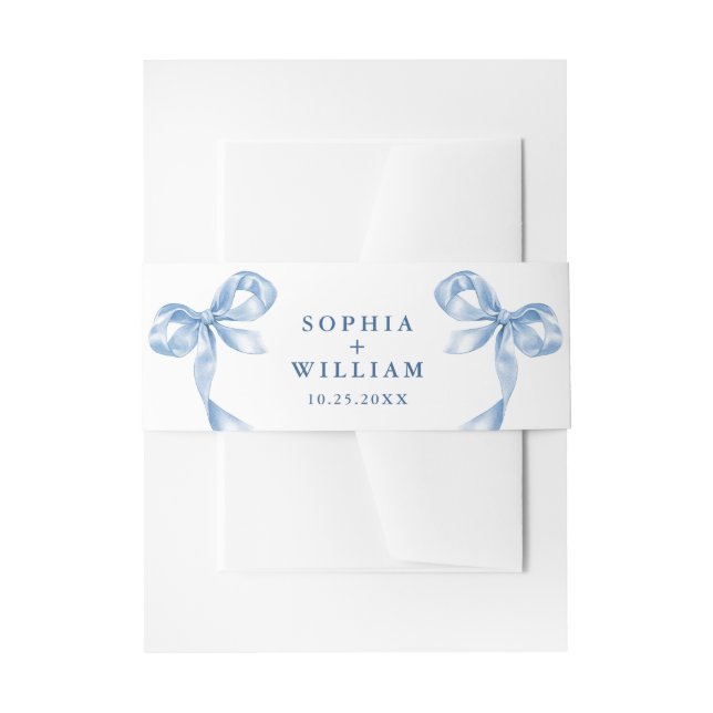 Cintas Para Invitaciones Elegante Boda de barniz azul turbio (Anverso Ejemplo)
