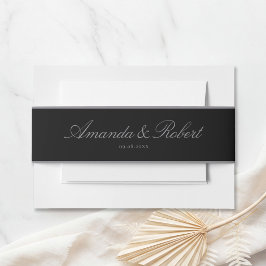 Cintas Para Invitaciones Elegante Boda de Caligrafía Clásica en Negro Mate