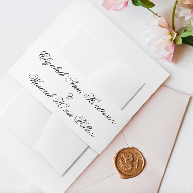 Cintas Para Invitaciones Elegante Boda de caligrafía de monograma blanco ne (Subido por el creador)