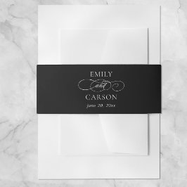 Cintas Para Invitaciones Elegante Boda de Caligrafía Elegante en Blanco y N
