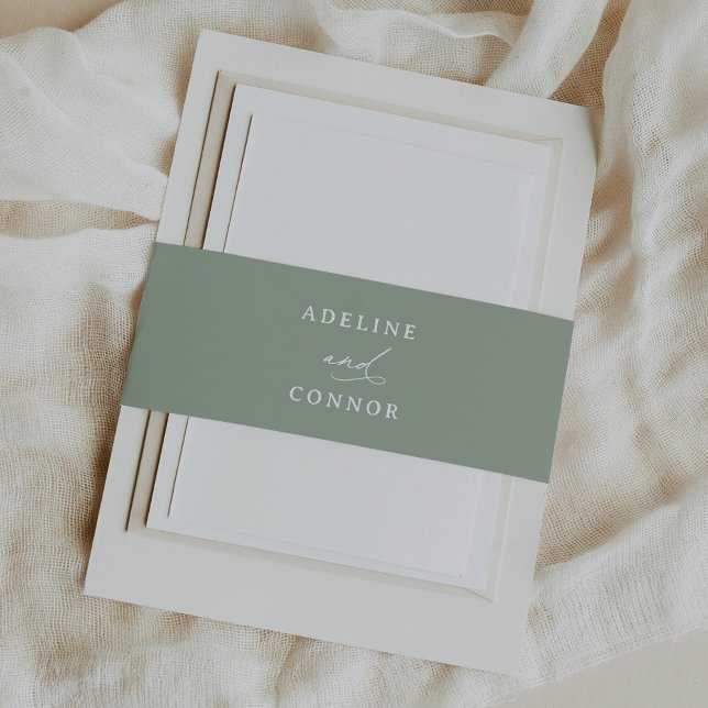Cintas Para Invitaciones Elegante Boda de caligrafía verde sabana (Subido por el creador)