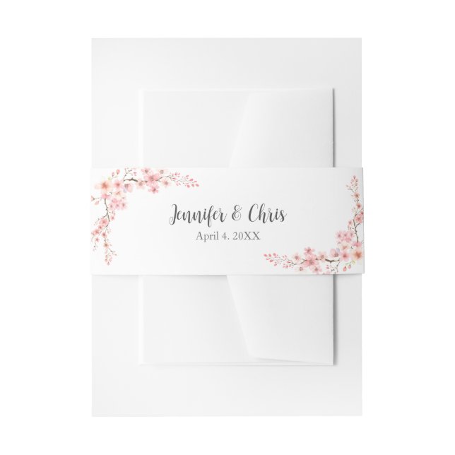 Cintas Para Invitaciones Elegante Boda de cerezo en flor (Anverso Ejemplo)