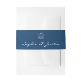 Cintas Para Invitaciones Elegante Boda de Concha de Nave Azul