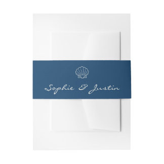 Cintas Para Invitaciones Elegante Boda de Concha de Nave Azul