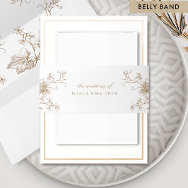 Cintas Para Invitaciones Elegante Boda de Crema Beige Botánica Floral