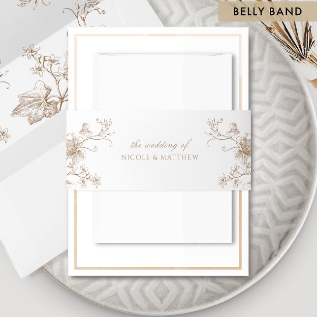Cintas Para Invitaciones Elegante Boda de Crema Beige Botánica Floral (Subido por el creador)