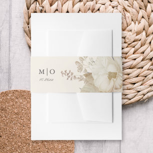 Cintas Para Invitaciones Elegante Boda de Crema Floral Terrestre