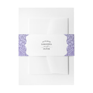 Cintas Para Invitaciones Elegante Boda de Damasco Púrpura