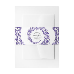 Cintas Para Invitaciones Elegante Boda de Damasco Púrpura