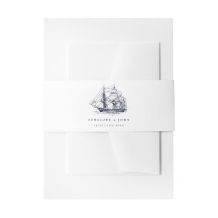 Cintas Para Invitaciones Elegante Boda de Destino Náutico Vintage Barco