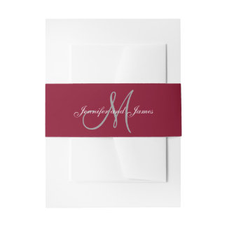 Cintas Para Invitaciones Elegante Boda de escritura de monograma de Borgoña