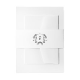 Cintas Para Invitaciones Elegante Boda de Escudo de hoja de monograma blanc