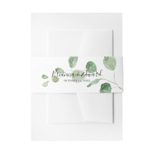 Cintas Para Invitaciones Elegante Boda de Eucalipto Verde Minimalista